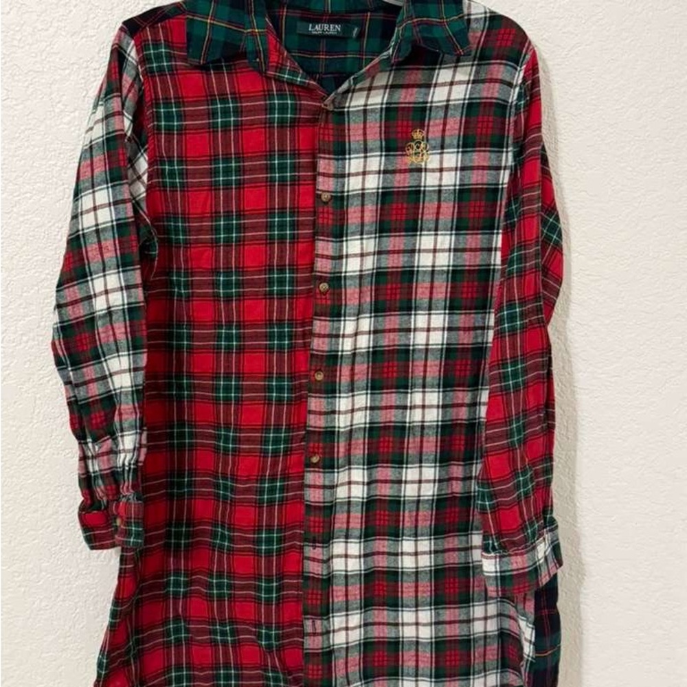 Lauren Ralph Lauren Plaid Flannel Night Shirt/ Loungewear